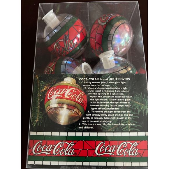 Coca-Cola Stained Glass Light Covers 6-Pack By Cavanagh Christmas Collectibles - Picture 1 of 7